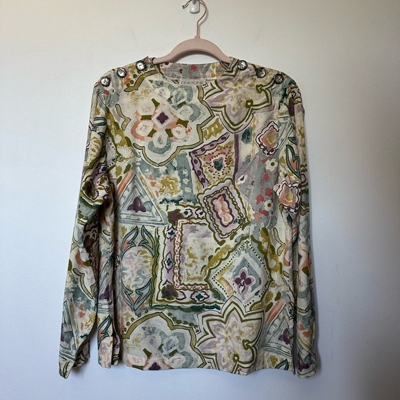 Vintage Top Floral Paisley Design Hippie Boho Festival Multicoloured Long Sleeve - Picture 2 of 14